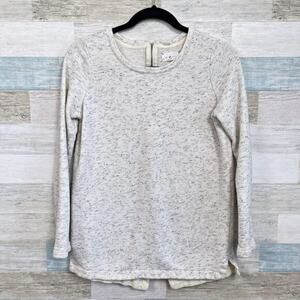 LOU & GREY Flecked Back Zip Tunic Sweatshirt Gray Cotton Casual Womens Small
